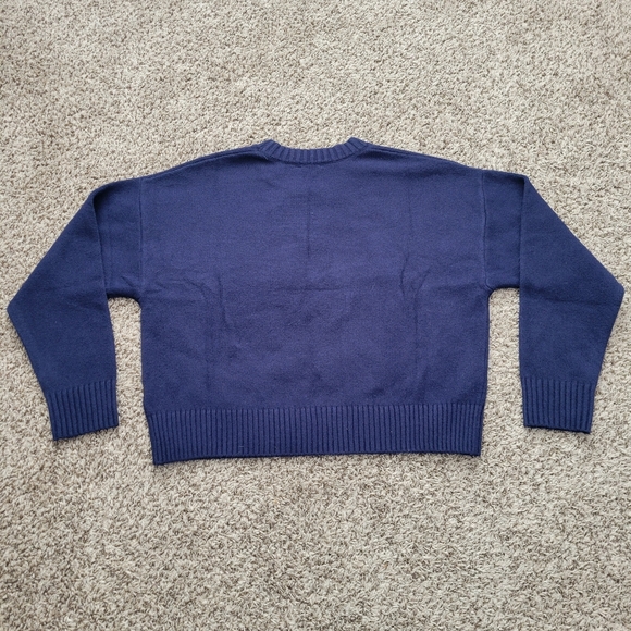 Gap CashSoft Brannan Bear Logo Navy Blue Red Brown Women's Size Small - Picture 8 of 8